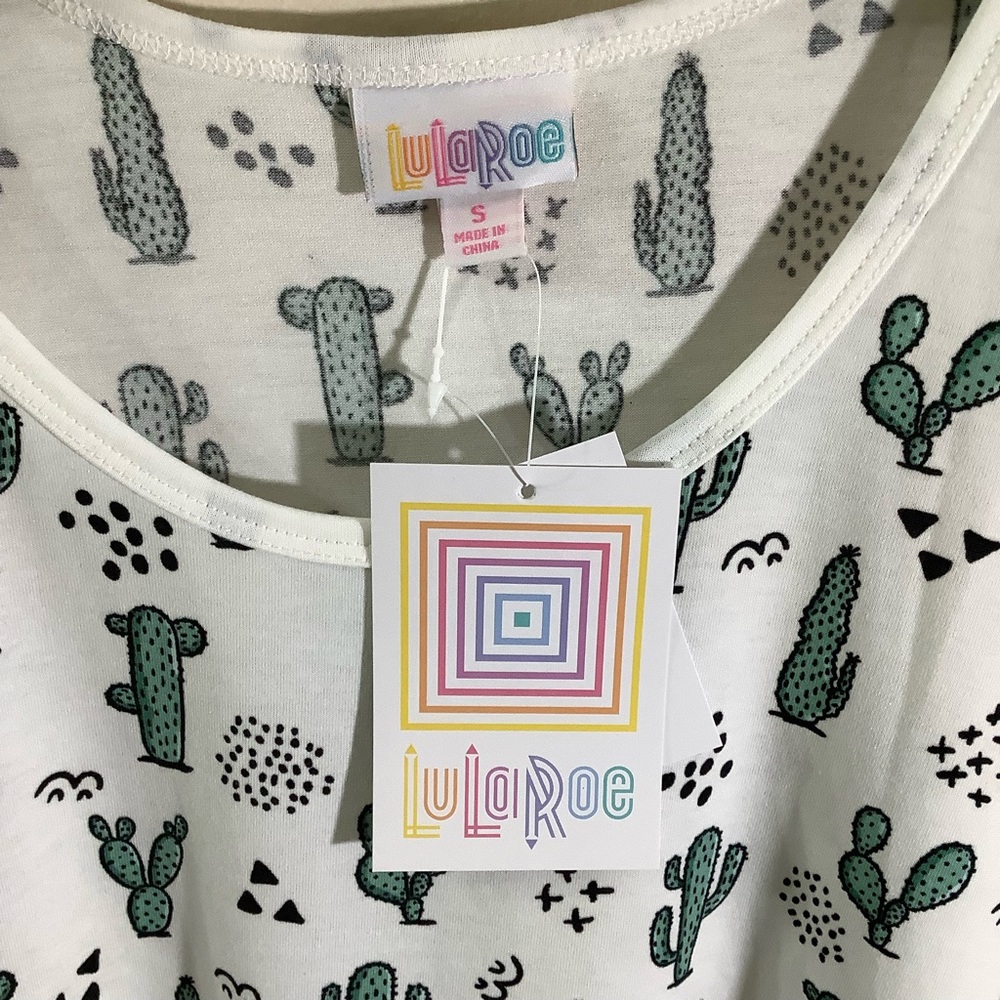 Lularoe Scoop Neck Cactus Print Tunic Sleeveless Top - Picture 3 of 4